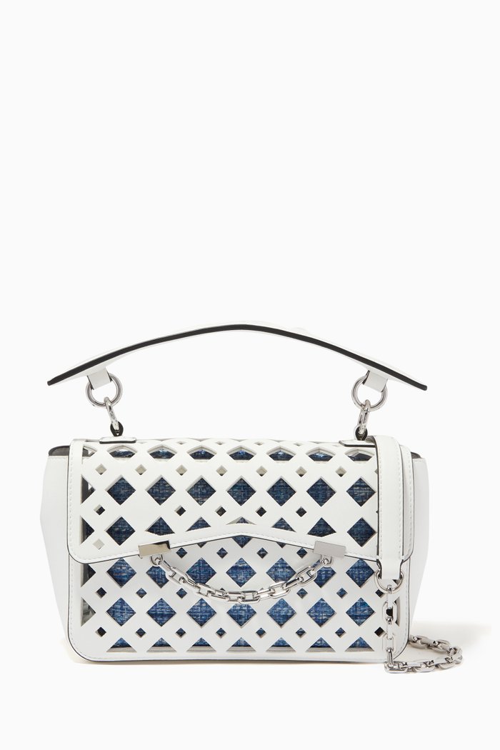 K/Karl Seven Soft Perforated Shoulder Bag, White