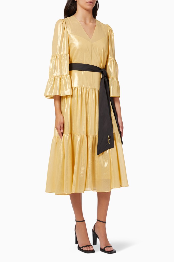 

Metallic Dress in Satin, Gold