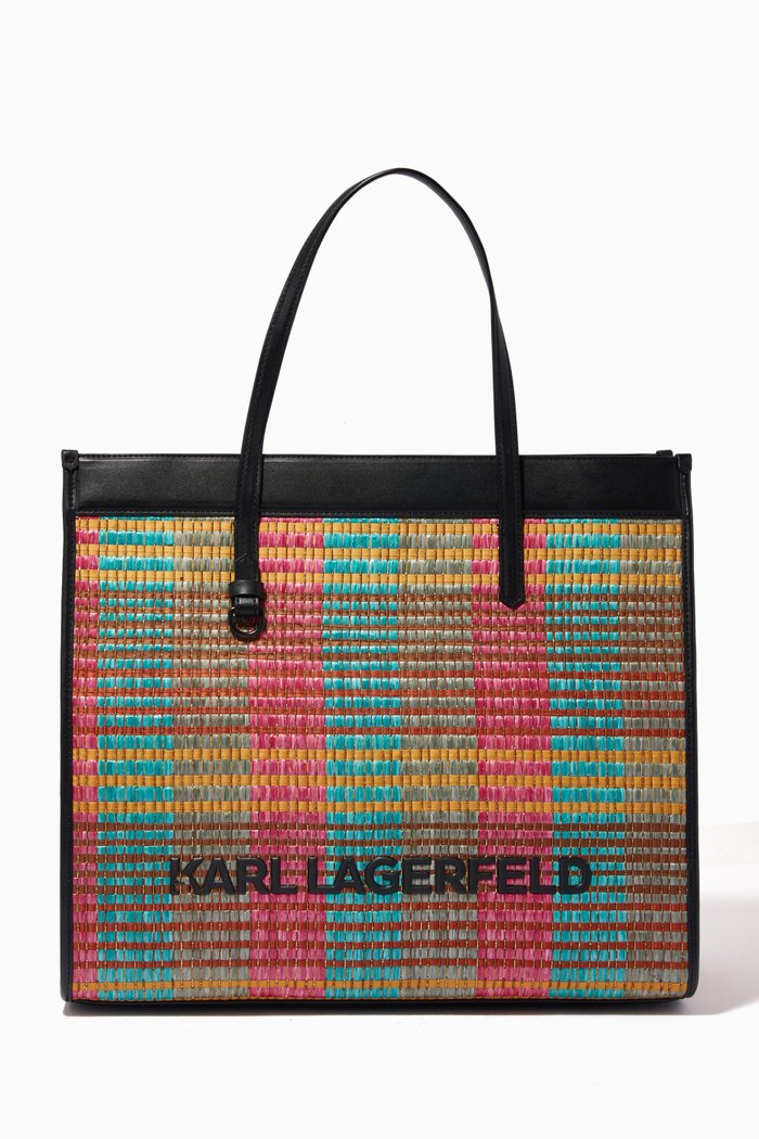 K/Skuare Tote Bag in Raffia, Multicolour