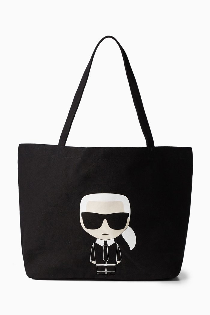 K/Ikonik Karl Tote in Cotton Canvas, Black