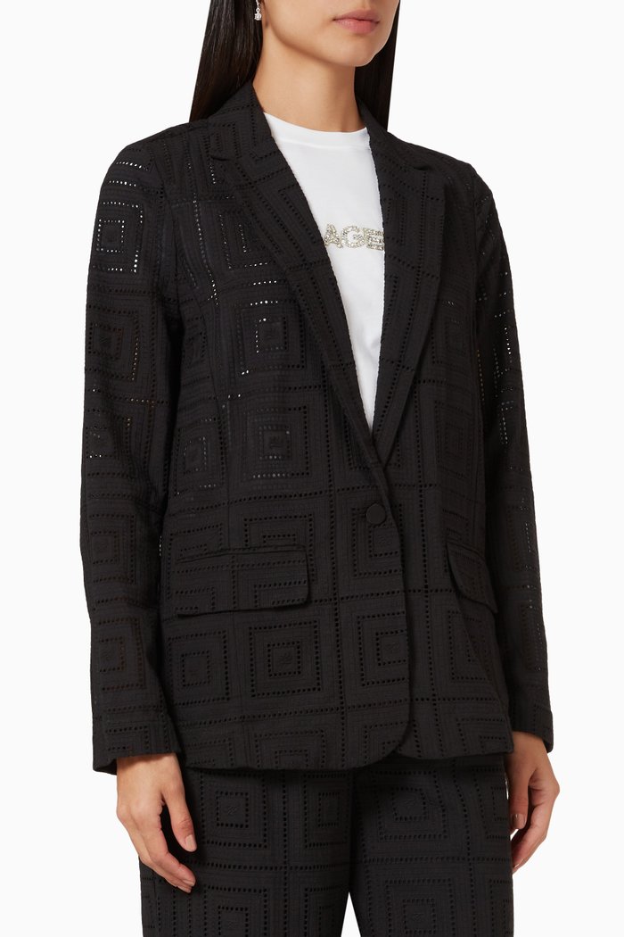 

Broderie Anglaise Blazer in Cotton, Black