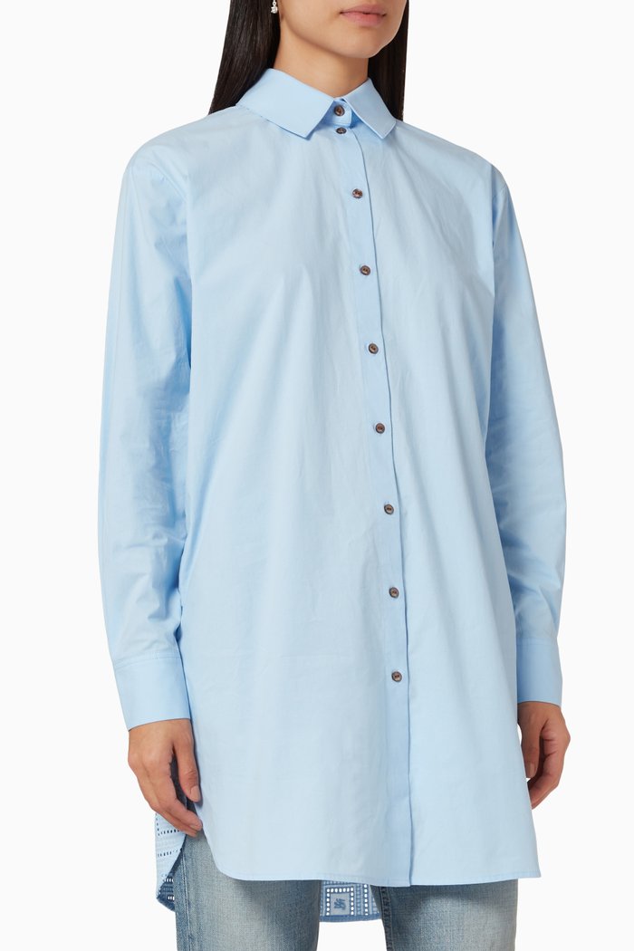 

Broderie Anglaise Tunic in Organic Cotton, Blue
