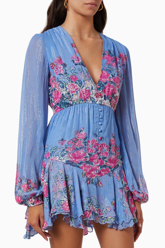 

Mila Dress in Lurex Georgette, Blue