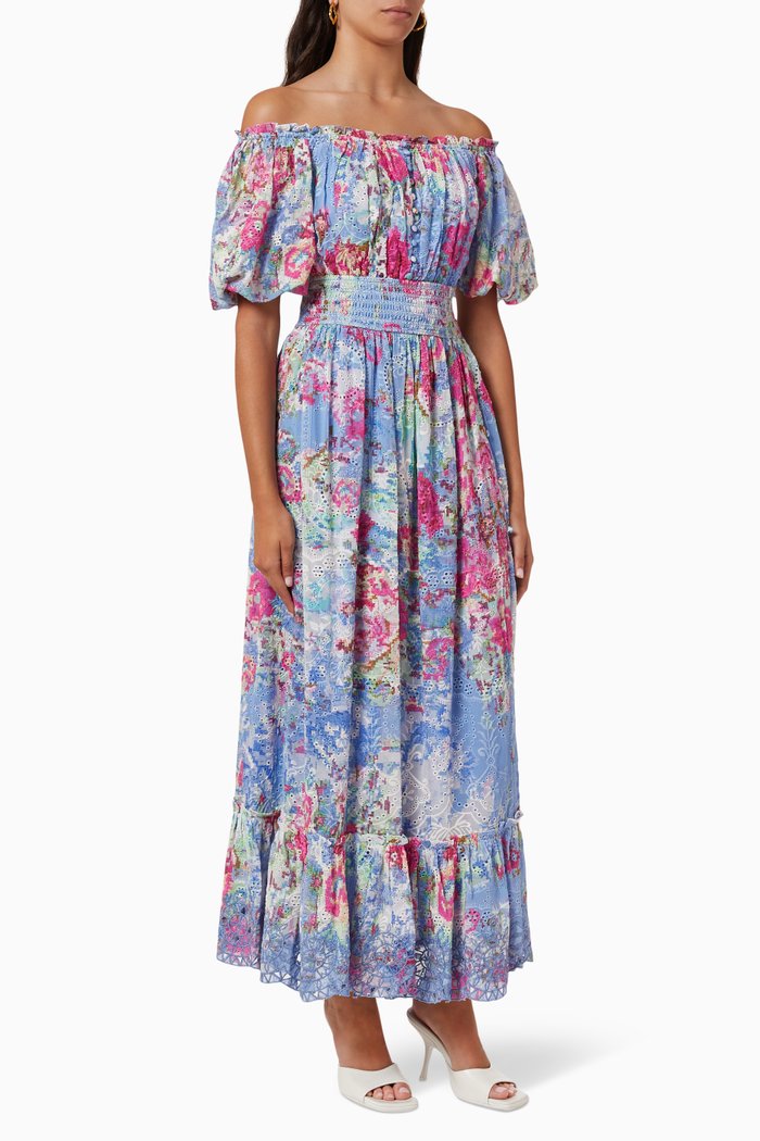 

Mila Maxi Dress in Georgette, Blue