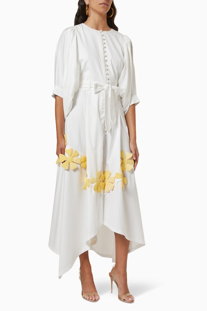 

Shirt Dress in Cotton Pique, White