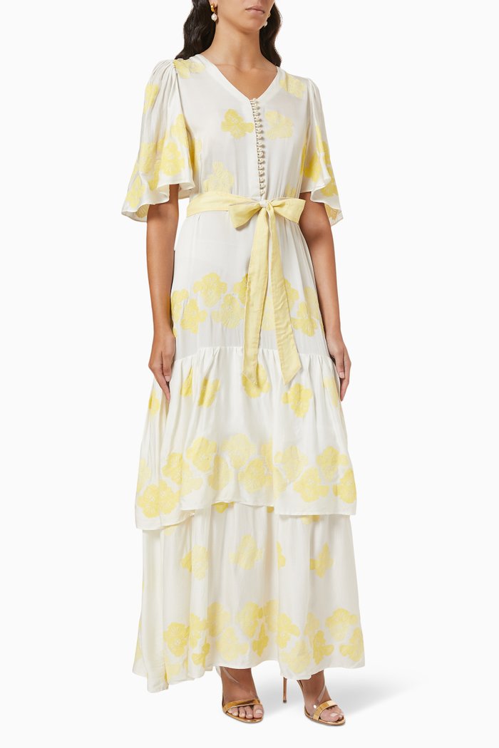 

Tiered Dress in Organic Cotton, White