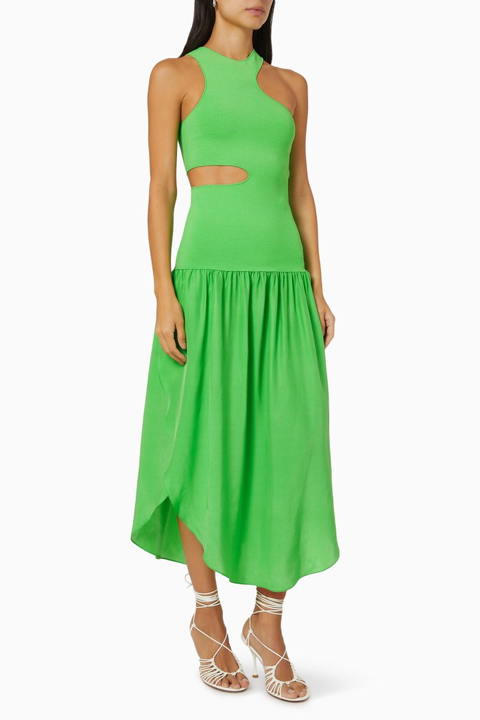 

Cut Out Dress in Silk, Green