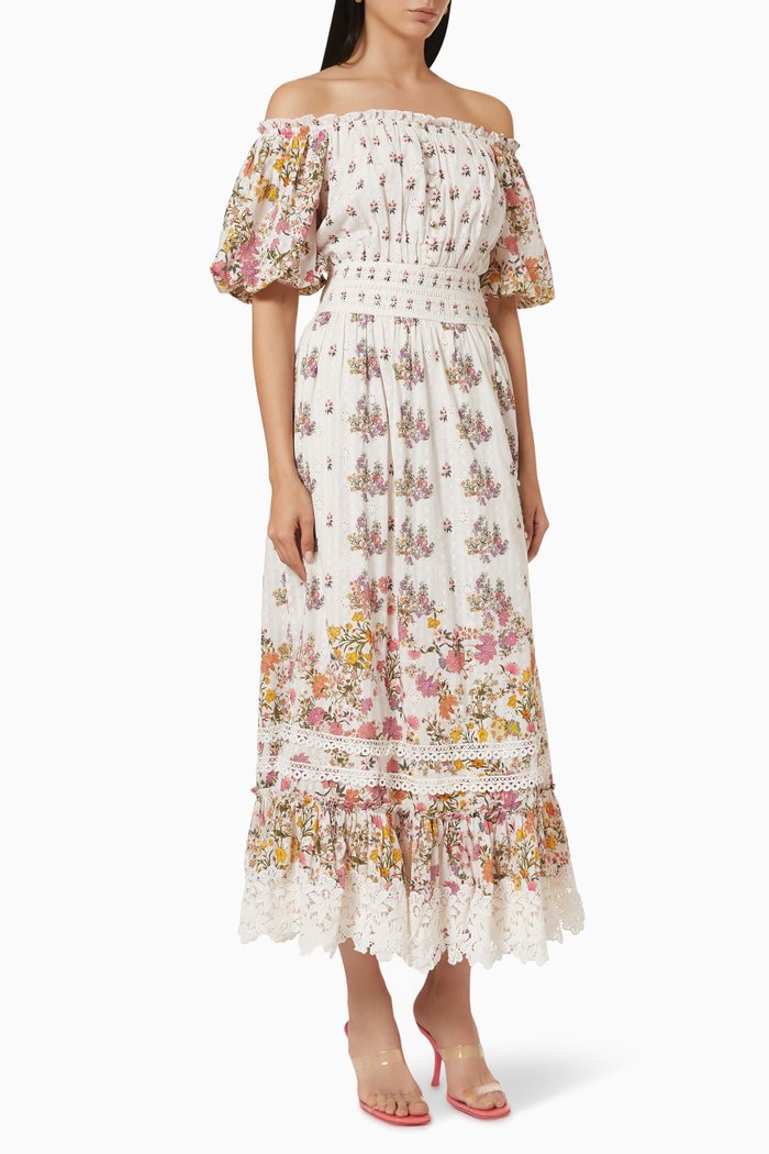 

Pria Off Shoulder Dress in Leno Dobby, Neutral