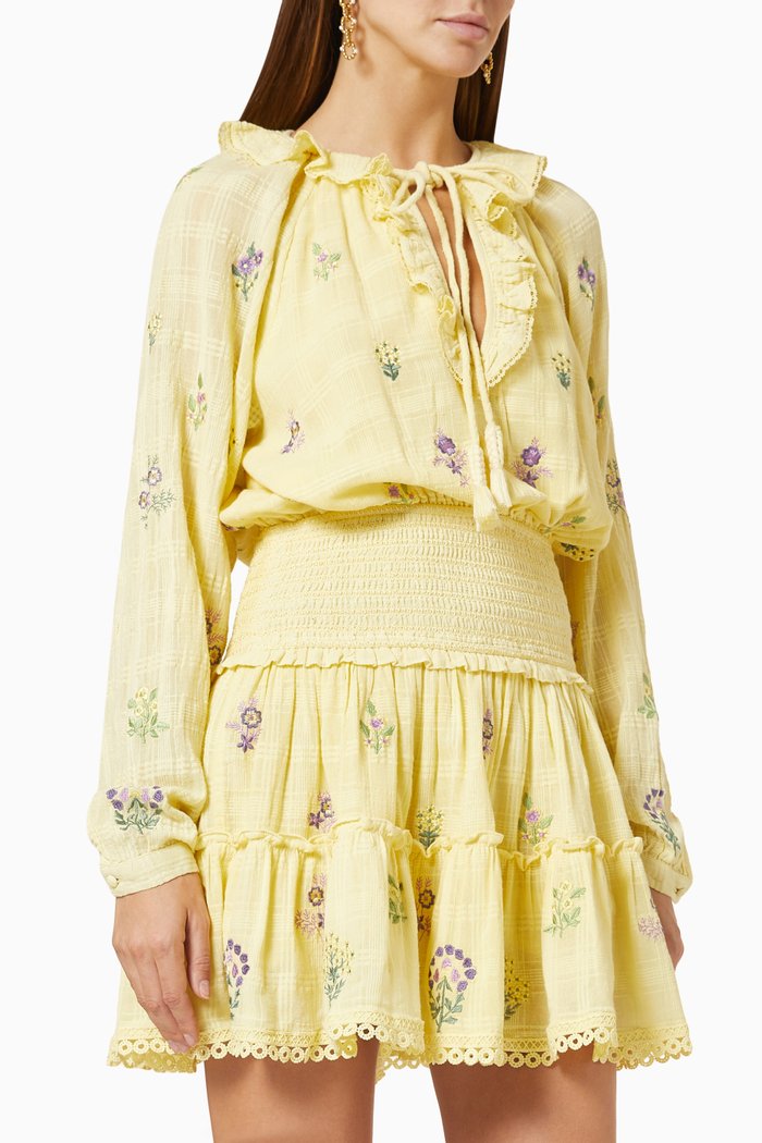 

Mara Mini Dress in Cotton Gauze, Yellow