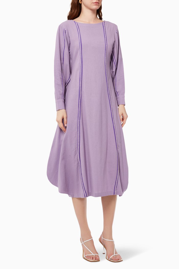 

Long Sleeve Midi Dress, Purple