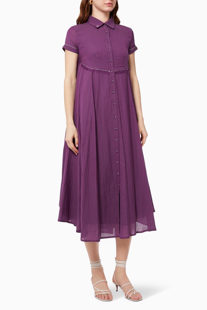 

Embroidered Shirtdress, Purple