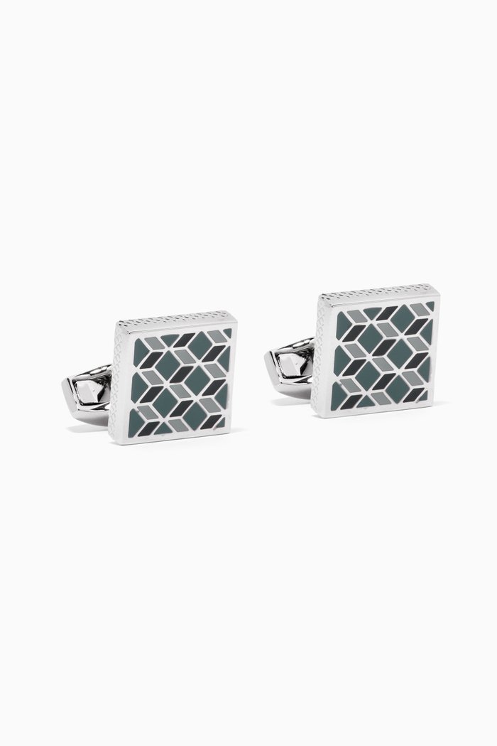 

Geometric Cufflinks in Palladium-plated Metal, Grey