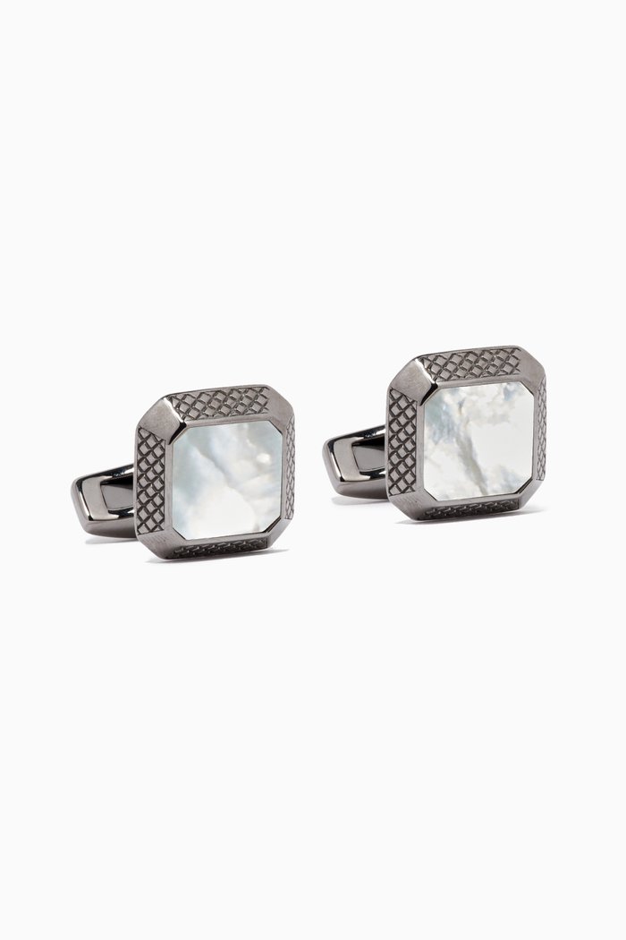 

Octo Cufflinks in Rhodium-plated Sterling Silver, Black