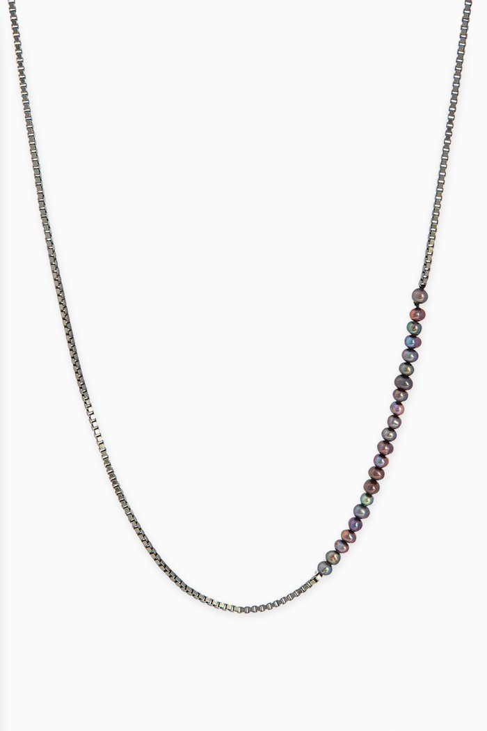 

Poseidon Necklace with Pearls in Rhodium-plated Stainless Steel, Black