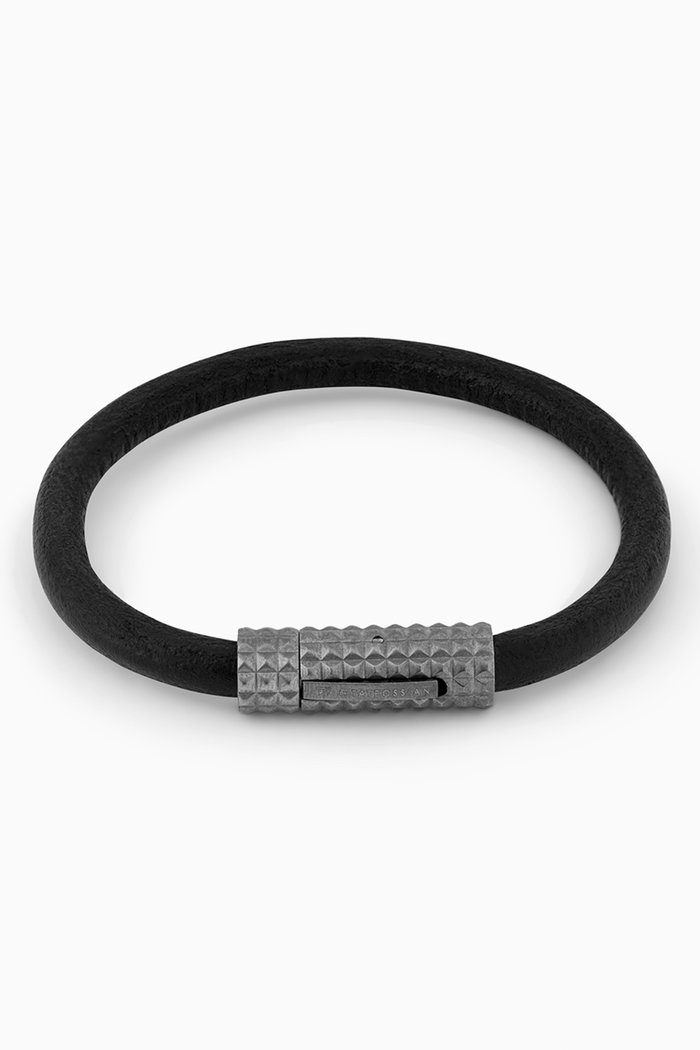 Diamond Giza Bracelet in Leather, Black