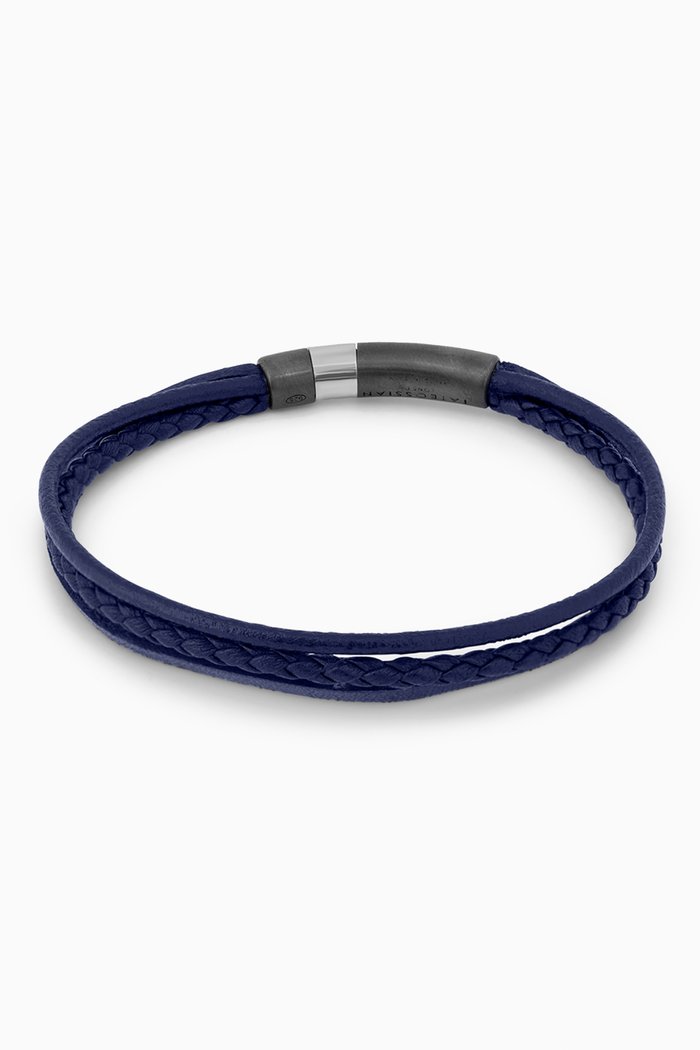 

Gear Click Bracelet in Leather & Sterling Silver, Blue
