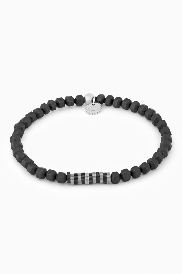 

Icosahedron Gear Bracelet in Sterling Silver & Hematite, Black