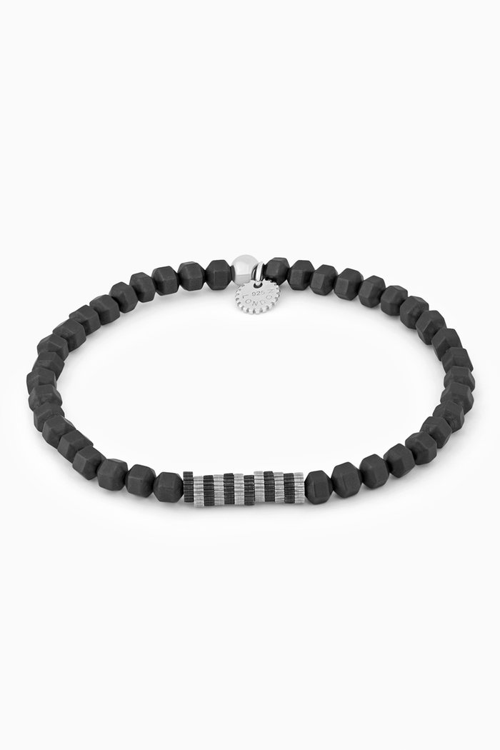 

Icosahedron Gear Bracelet in Sterling Silver & Hematite, Black