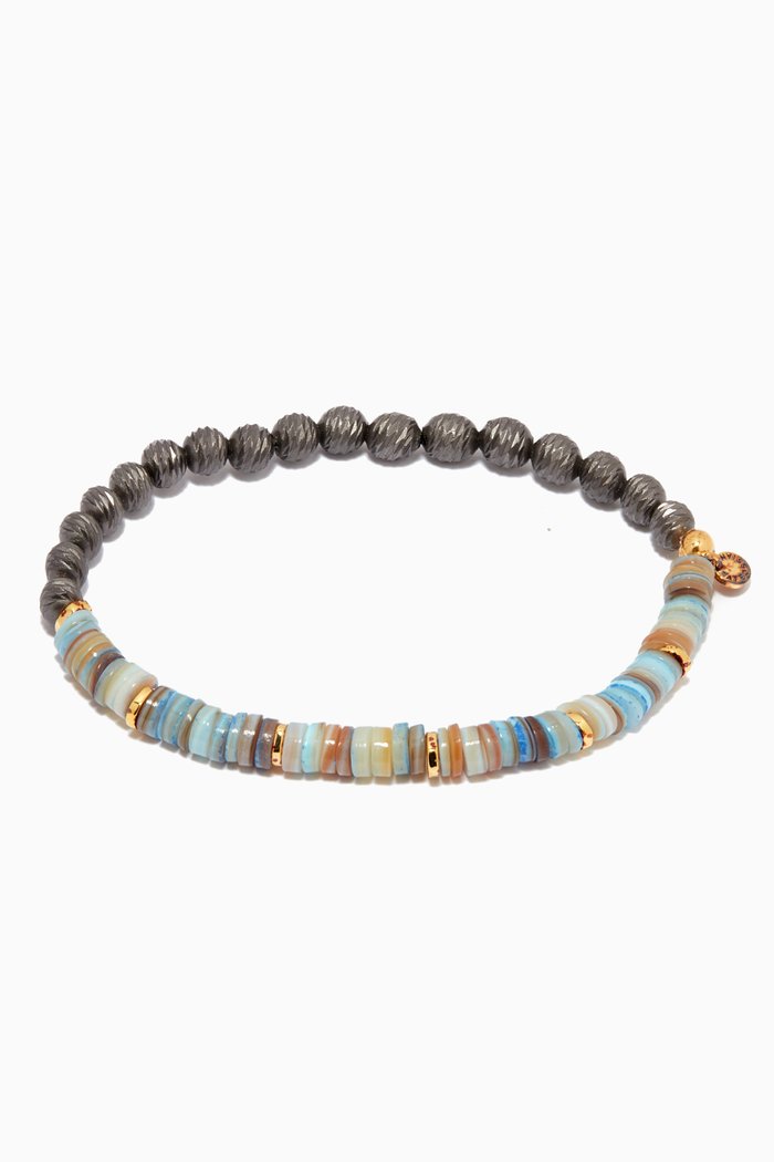 

Graffiato Abyss Bracelet in Oxidised Rhodium & Roman Glass, Blue