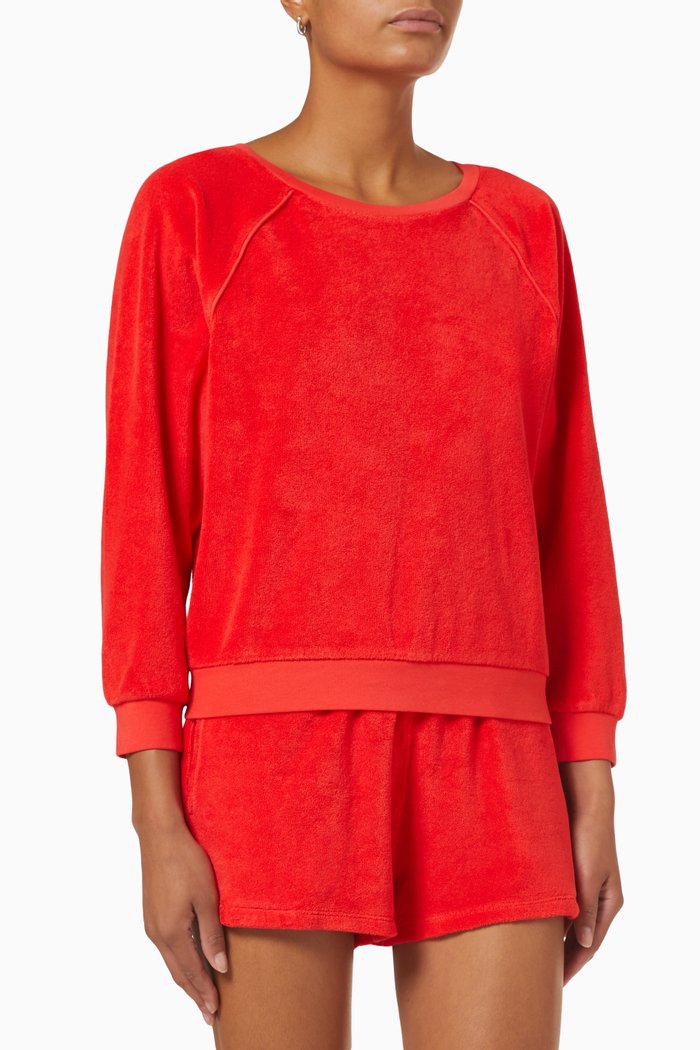 

The Saba Raglan Top in Beach Terry, Red