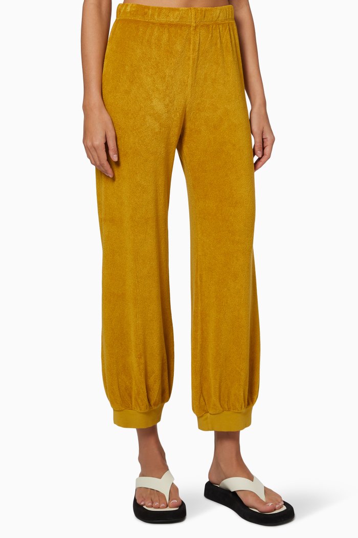 

Tosk High Waist Harem Pants in Velour, Yellow