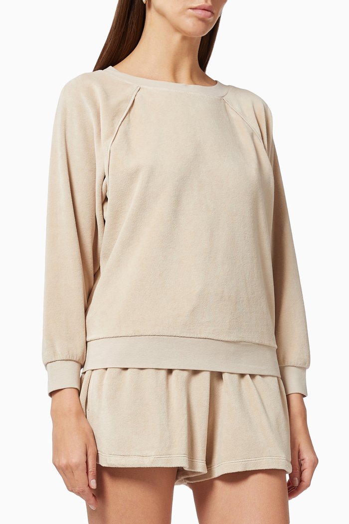 

Saba Raglan Top in Velour, Grey