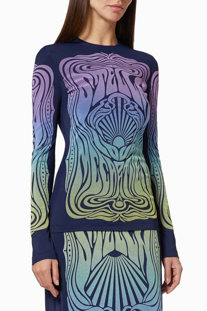 

Fluid Logo Print Top, Multicolour