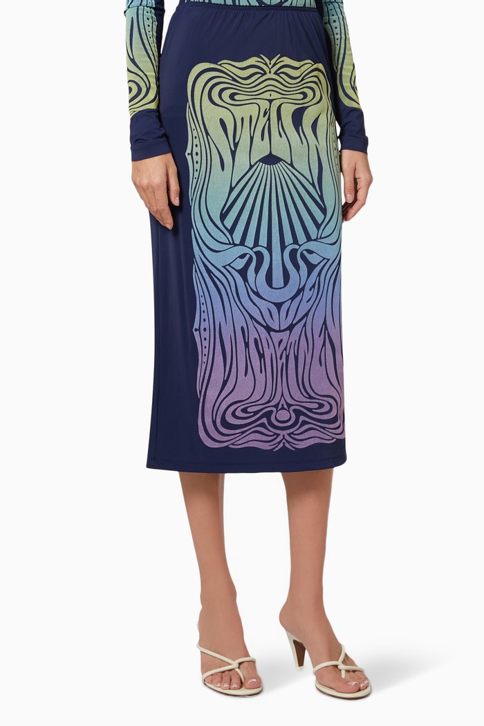 

Fluid Logo Print Skirt, Multicolour