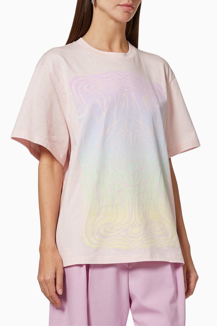 

Fluid Print T-shirt in Organic Cotton, Pink