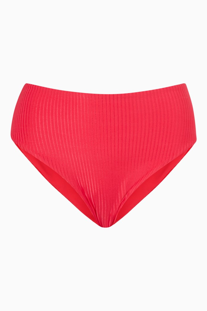 

High Waist Bikini Bottoms in Ribbed ECONYL®, Pink