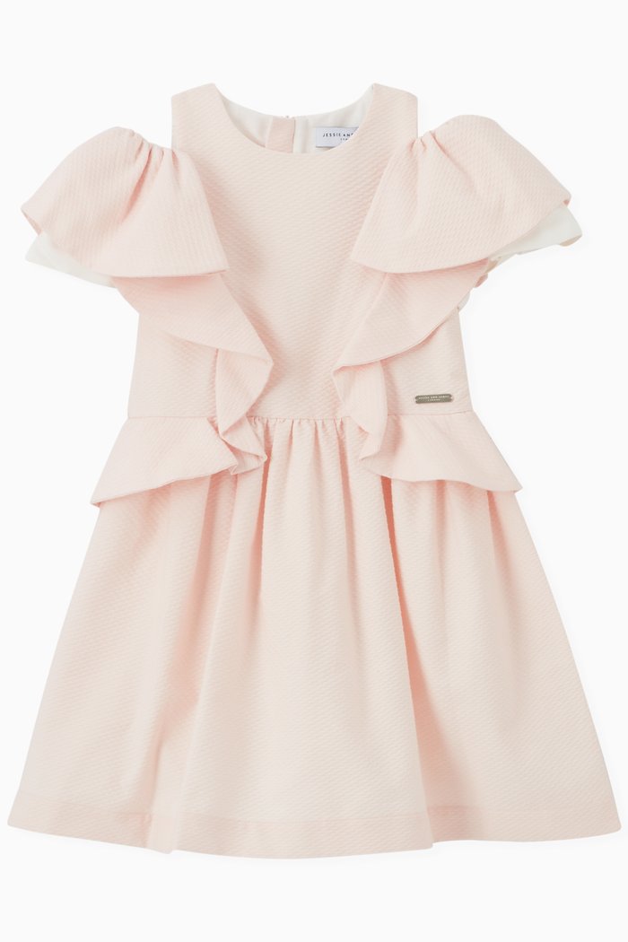 

Ruffle Dress in Cotton Voile, Pink