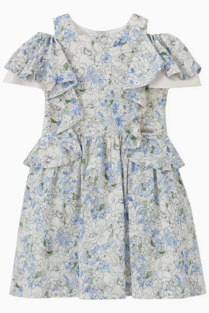 Ruffle Dress in Cotton Voile, Multicolour