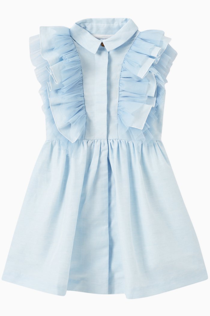 

Victoria Dress in Cotton & Tulle, Blue