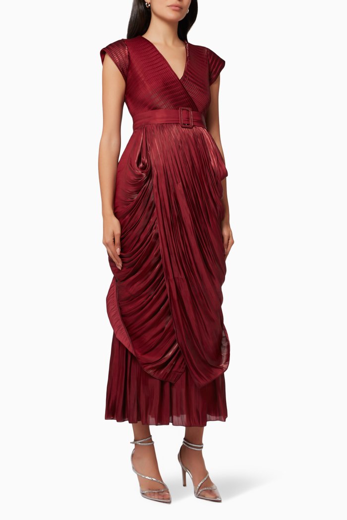 

Draped Skirt Dress, Burgundy