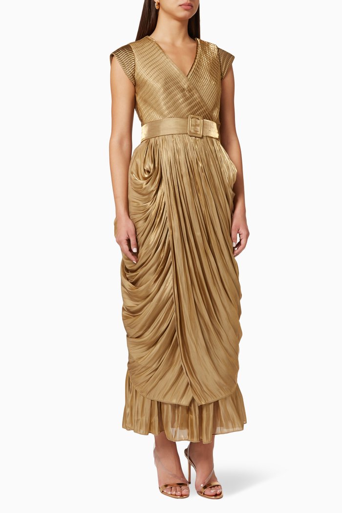 

Draped Skirt Dress, Gold