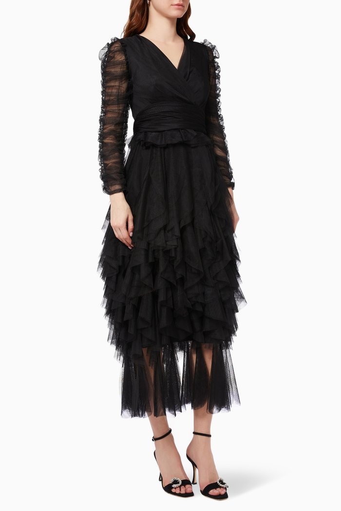 

Ruffle Dress in Tulle, Black