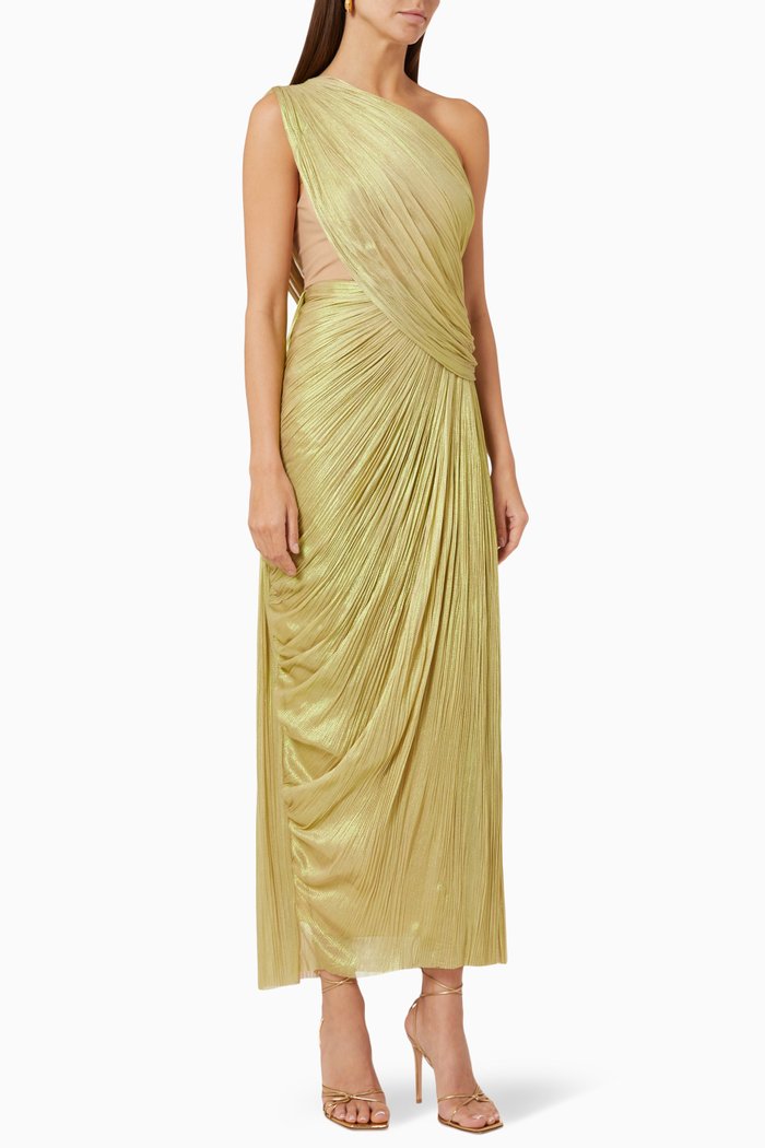 

Nayan One Shoulder Dress in Silk Tulle, Gold