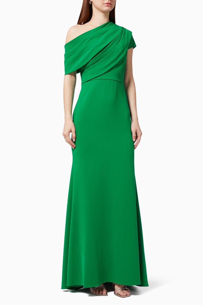 

Draped One-Shoulder Gown, Green