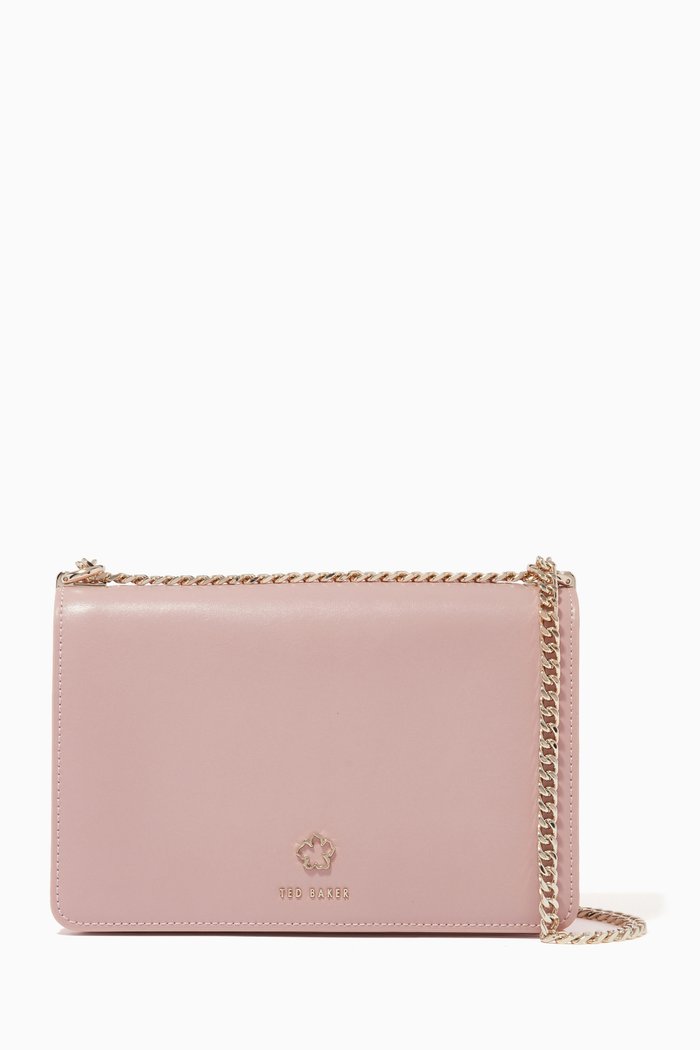 

Jorjey Flower Eyelet Cross Body Bag in Leather, Pink