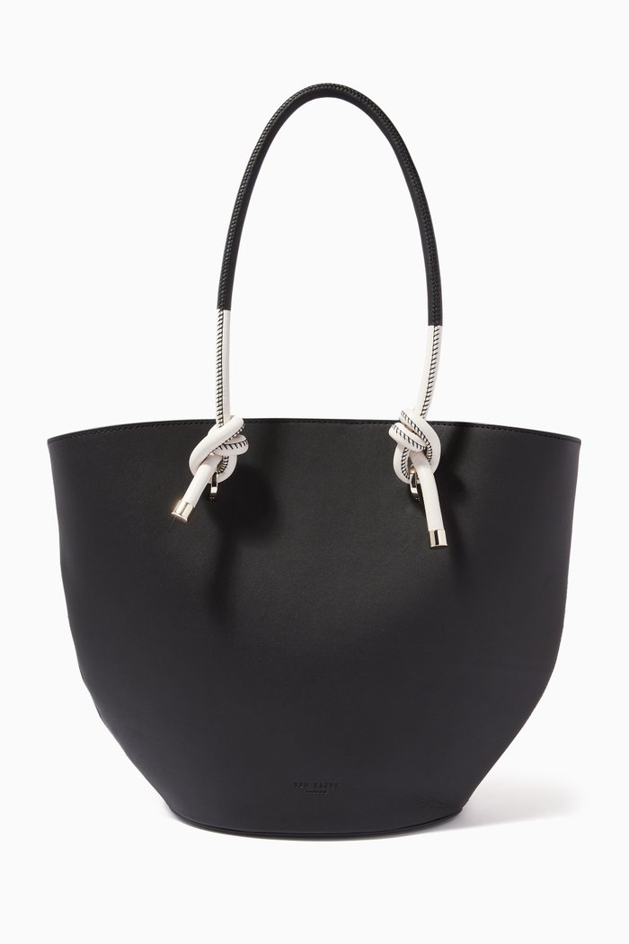 

Ammela Rope Handle Tote Bag in Leather, Black