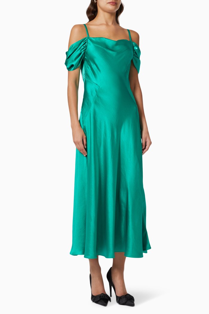 

Esta Midi Dress in Satin, Green