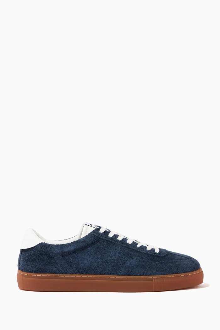 Miyles Retro Gumsole Trainers in Suede, Blue