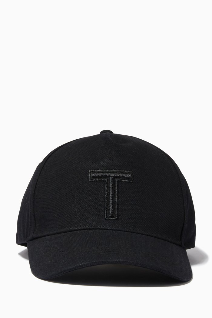 

T Baseball Cap in Cotton, Black