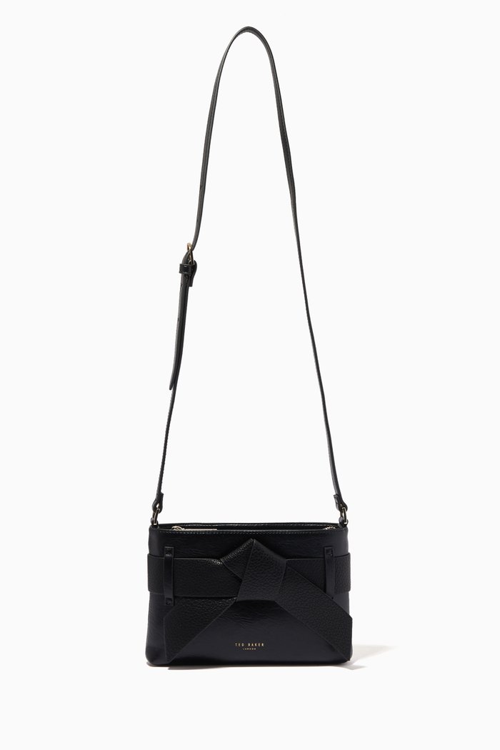 

Bow Crossbody Bag in Faux Leather, Black