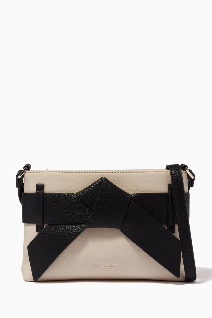 

Bow Crossbody Bag in Faux Leather, Neutral