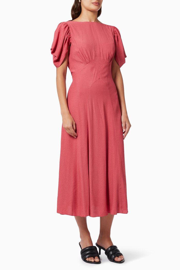 Tulipi Panelled Midi Tea Dress, Pink