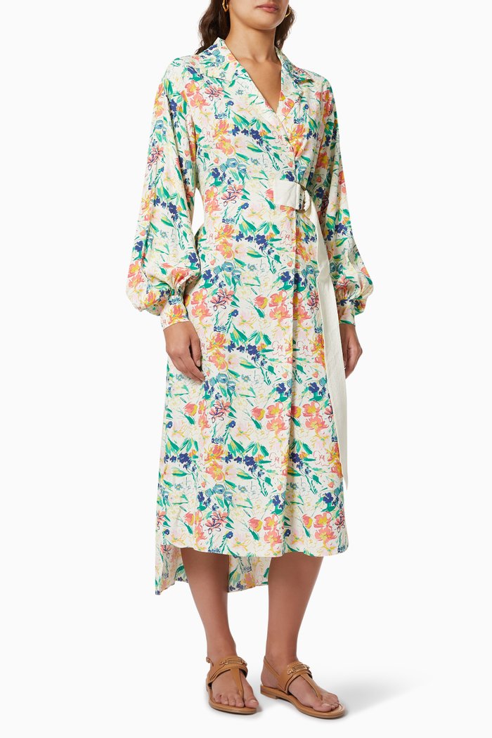 

Dasiey Wrap Midi Dress in Viscose, White