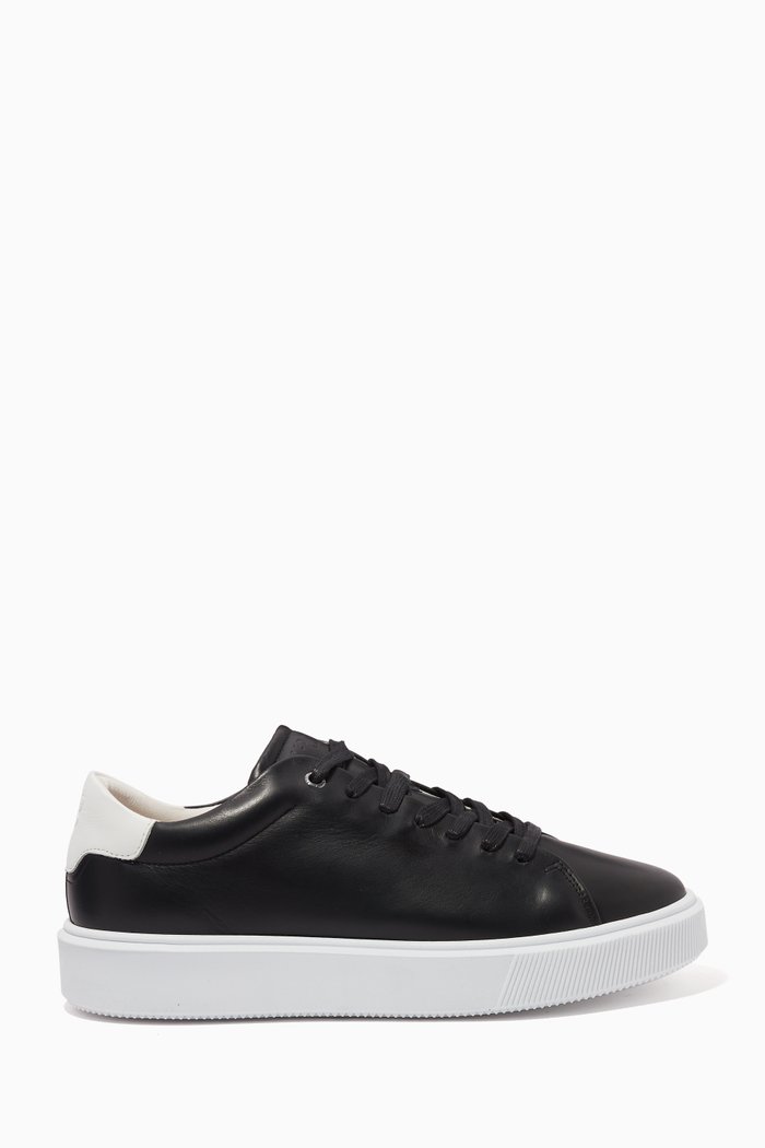 Breyon Inflated Sole Sneakers in Leather, Black
