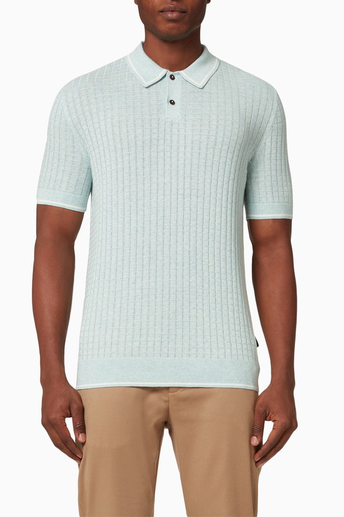 

Pitfeld Polo Shirt in Viscose Blend Knit, Blue