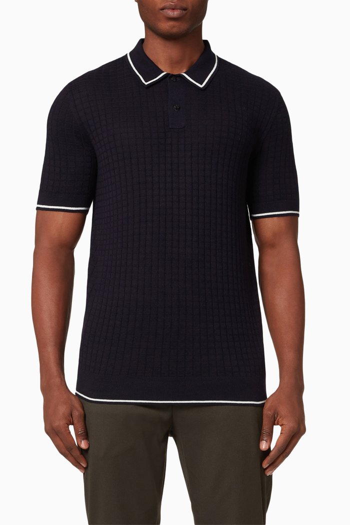 

Pitfeld Polo Shirt in Viscose Blend Knit, Blue